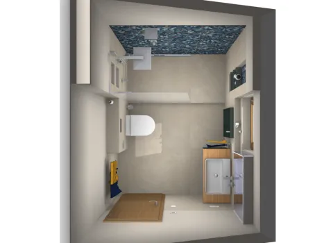 Grundriss einer Badplanung für das florale Duschbad, Draufsicht.