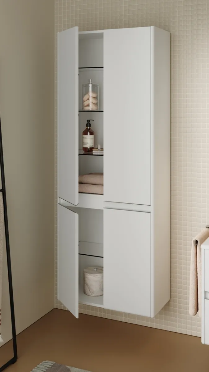 Badschrank in der Farbe Weiß matt aus der Kollektion Oteo des Herstellers burgbad.
